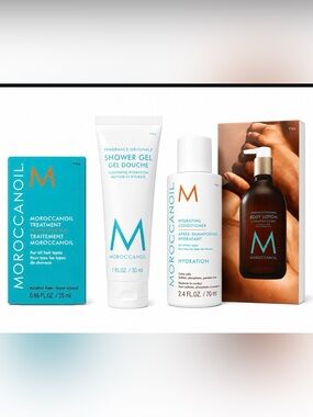Moroccanoil Hair and Skin Bundle of 4! All new! Will come with makeup bag.